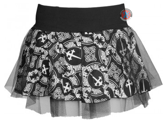 Black & White Damask Dagger Miniskirt