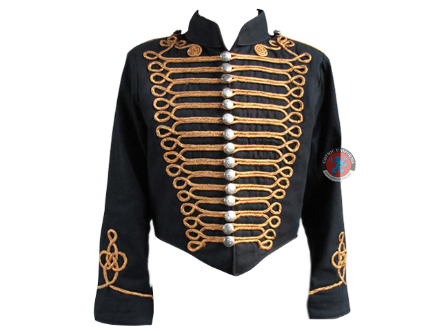 Black Military Jacket Copper Braid Parade Tunic Guard Coat Black Trim Costume