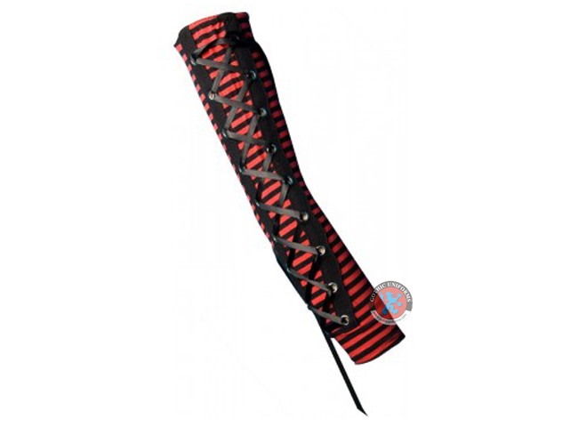 Black Red Striped Gloves With Strings