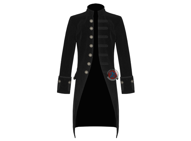 Gothic Mens Black Velvet  Steampunk Victorian Coat
