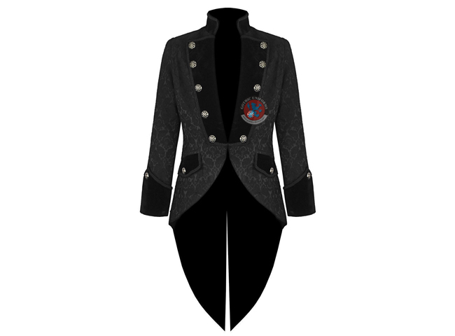 Gothic Punk Handmade Men Tail coat Jacket Black Brocade Goth Steampunk Victorian