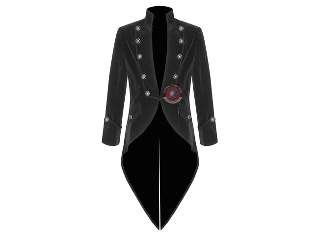 Gothic Punk Mens Handmade Steampunk Tail coat Jacket Black Velvet Goth VTG Victorian