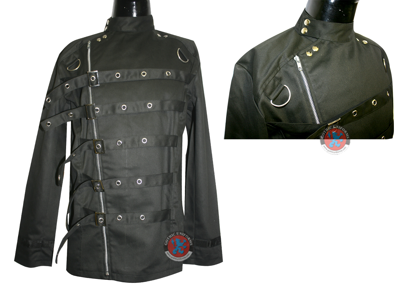  Black Color Gents Jacket Straps on Front and zip on front