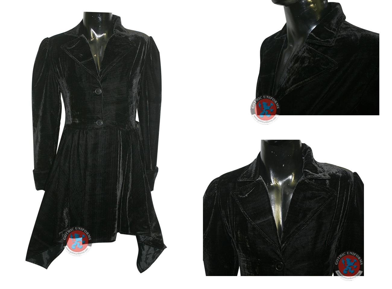 Black Color Velvet Ladies Long Coat