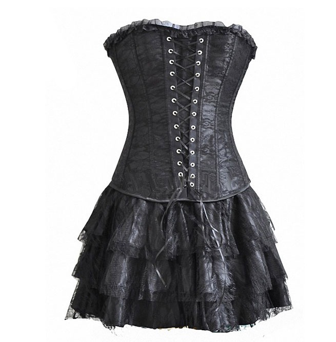  Steampunk Gothic Plus Size Sexy Lace Corset And Skirt Set 