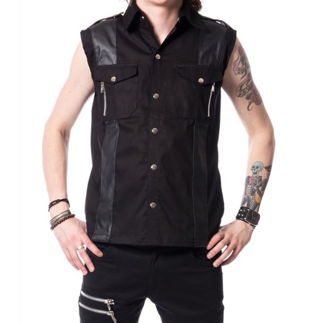 Men Gothic Vest Punk Zane Sleeve Less Shirt For Men