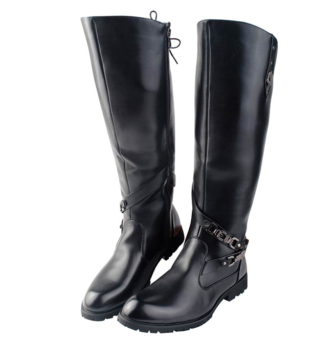 Knee High Round Toe Leather Boots