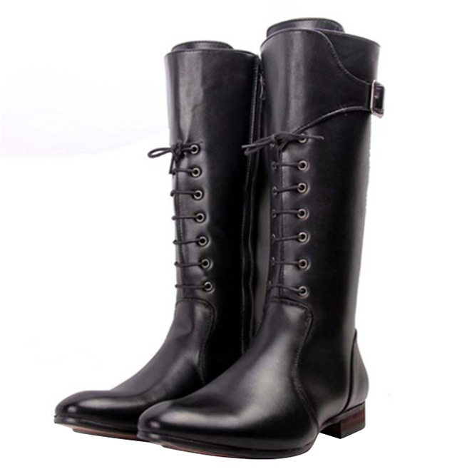 Knee High Pointed Toe Genuine Leather Riding Boots