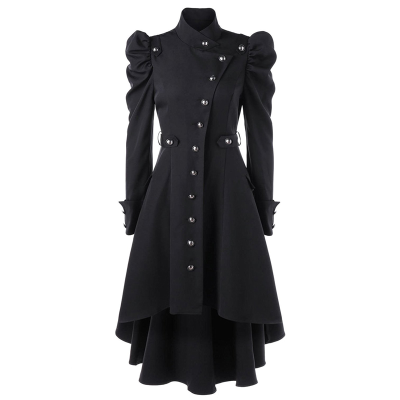 Women Gothic Beebeauty Gothic Vintage Steampunk Victorian Swallow Tail Long Trench Coat 
