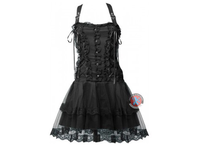 Lolita Mini Dress Black Denim By Aderlass
